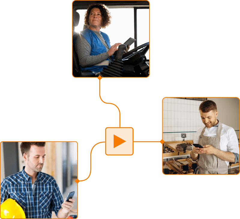 Captura de empleados fichando itinerancia en TramitApp