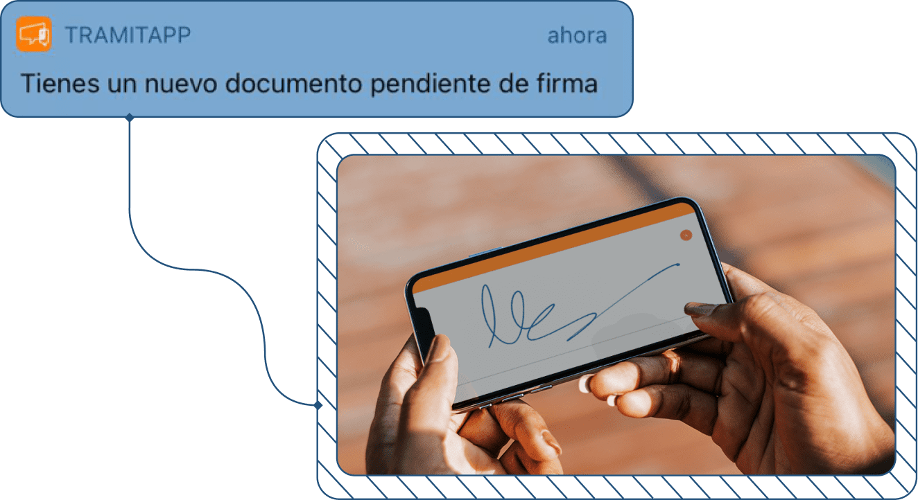 Captura de firma electronica notificacion pendiente en TramitApp