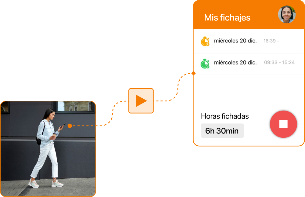 Captura de fichar desde movil geolocalizacion en TramitApp