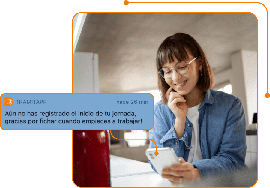 Captura de notificacion registro jornada home en TramitApp