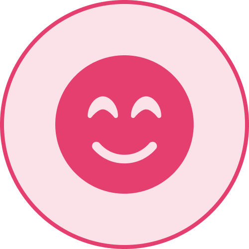 Icono de circulo feliz rosa