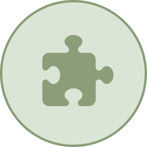 Icono de circulo puzle adaptado