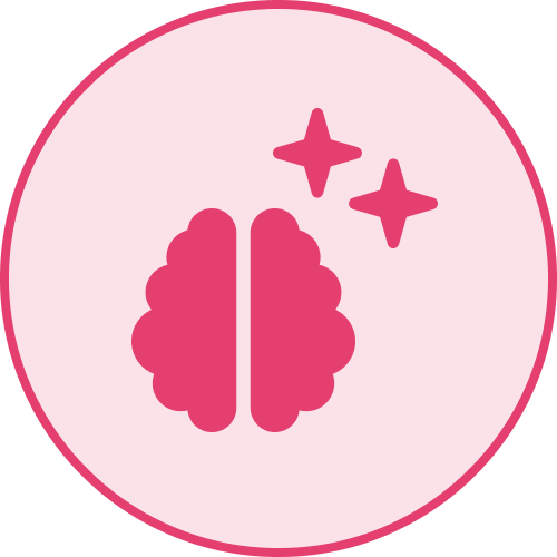 Icono de circulo retencion talento destellos rosa