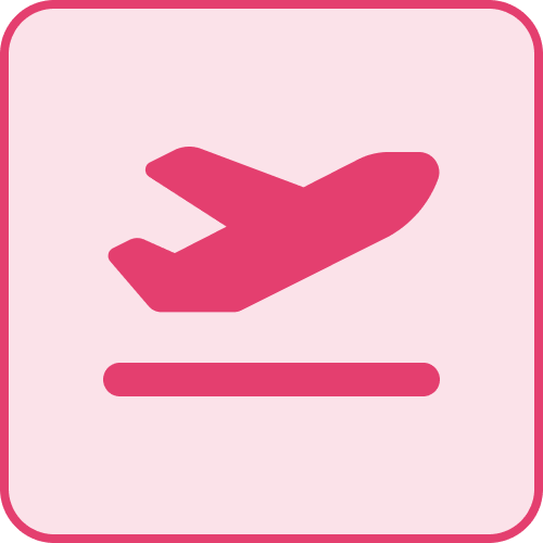 Icono de offboarding avion despegando rosa