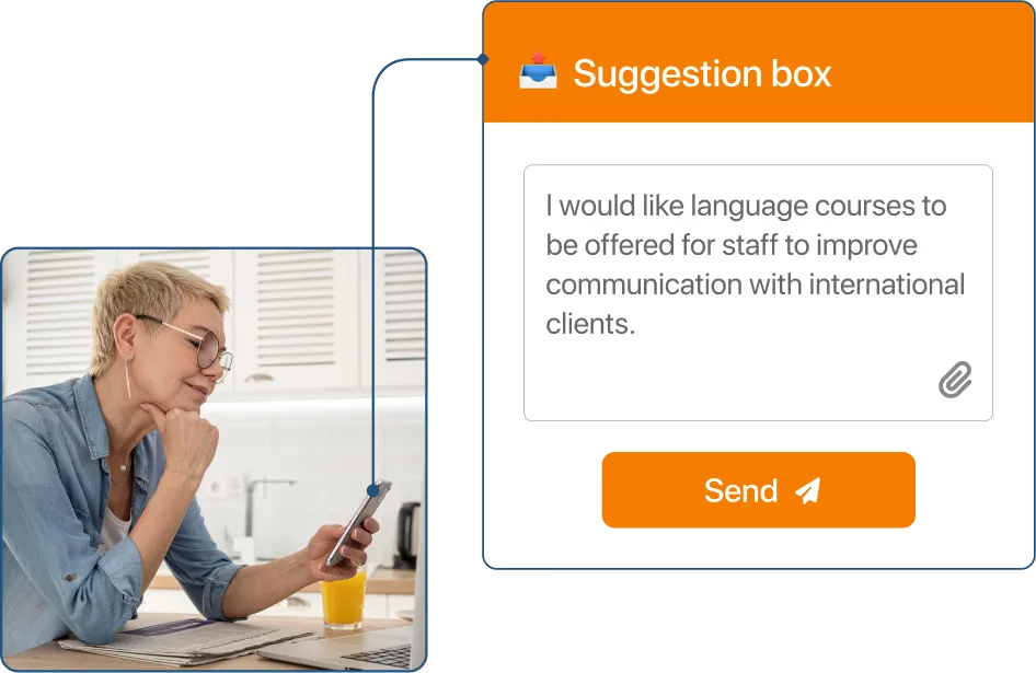Screenshot of submitting to the suggestion box in TramitApp