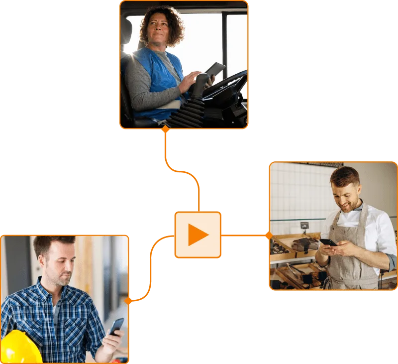 Screenshot of employees clocking in on the move in TramitApp