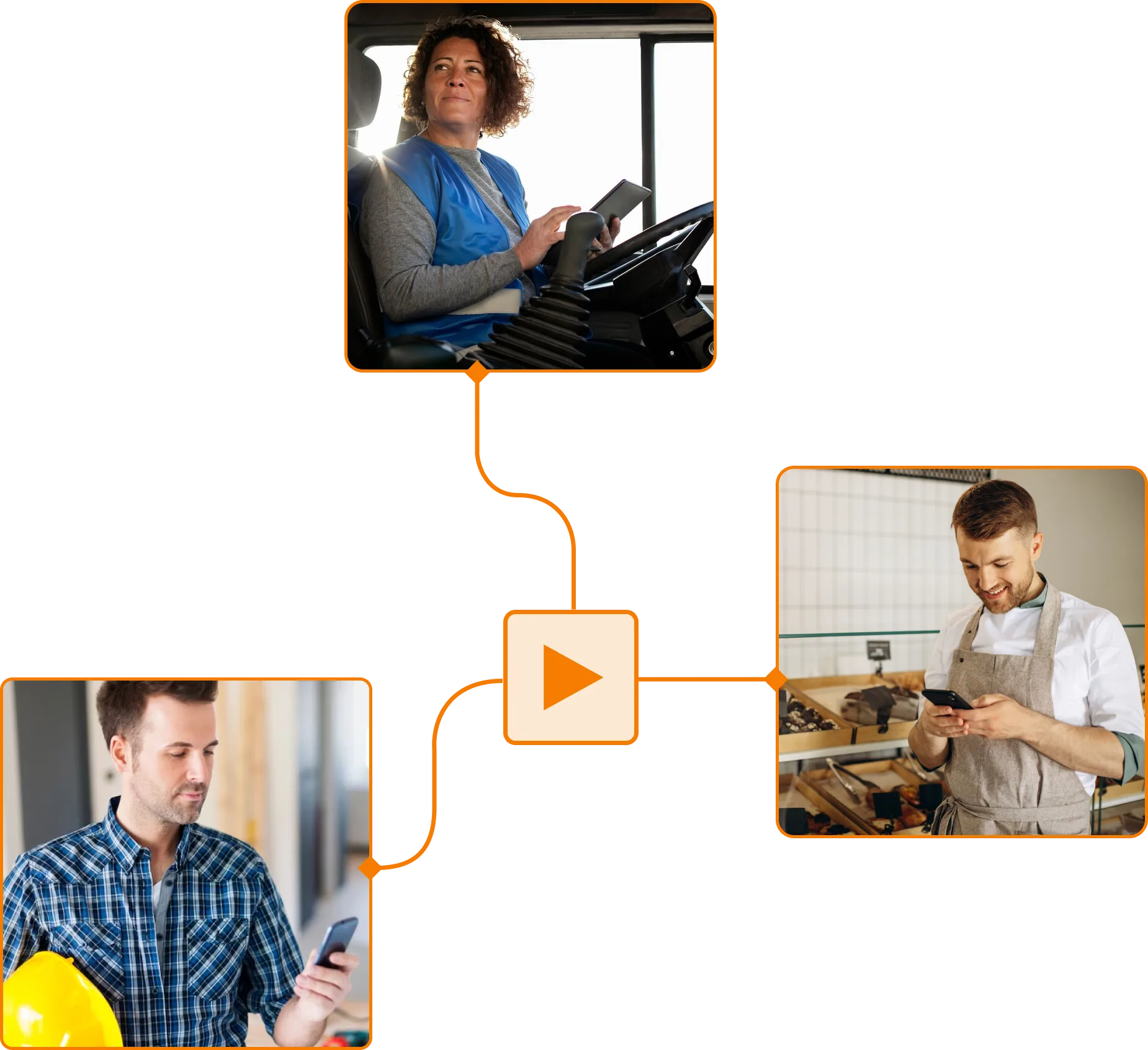 Capture d'écran d'employés pointant en itinérance dans TramitApp