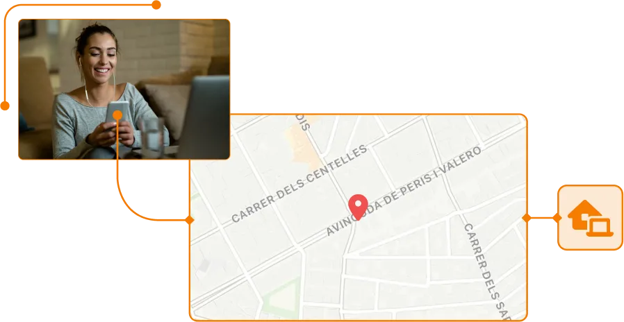 Capture d'écran du pointage à domicile en télétravail dans TramitApp