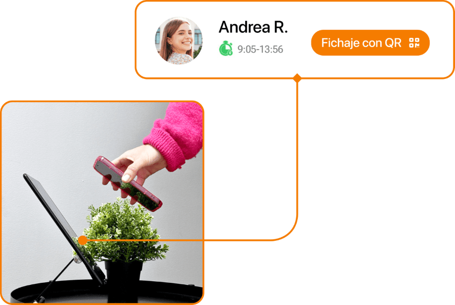 Captura de fichaje entrada QR en TramitApp