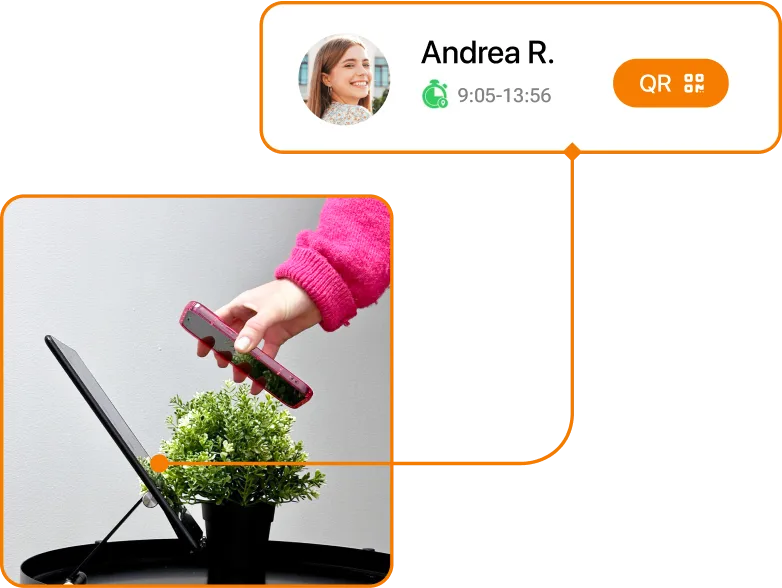 Screenshot of clocking in by QR code in TramitApp