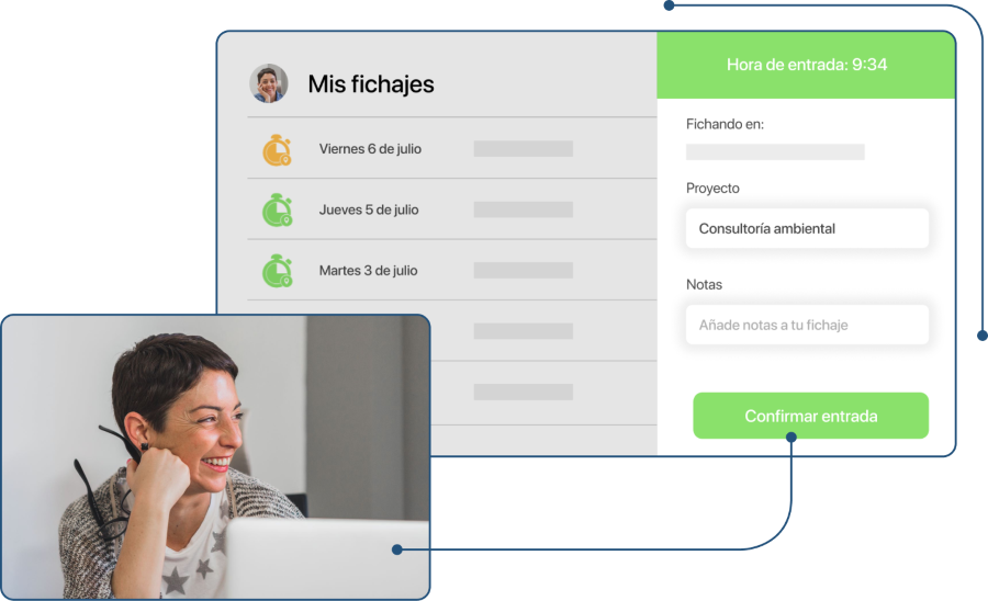 Captura de fichaje proyecto en TramitApp