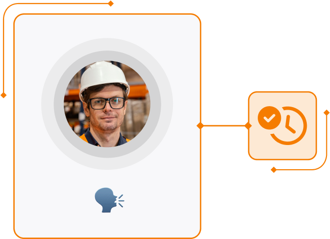 Captura de fichaje reconocimiento facial activacion por voz idiomas en TramitApp