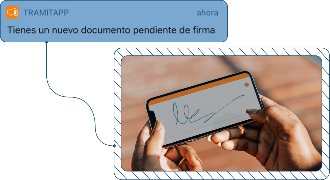 Captura de firma electronica notificacion pendiente en TramitApp