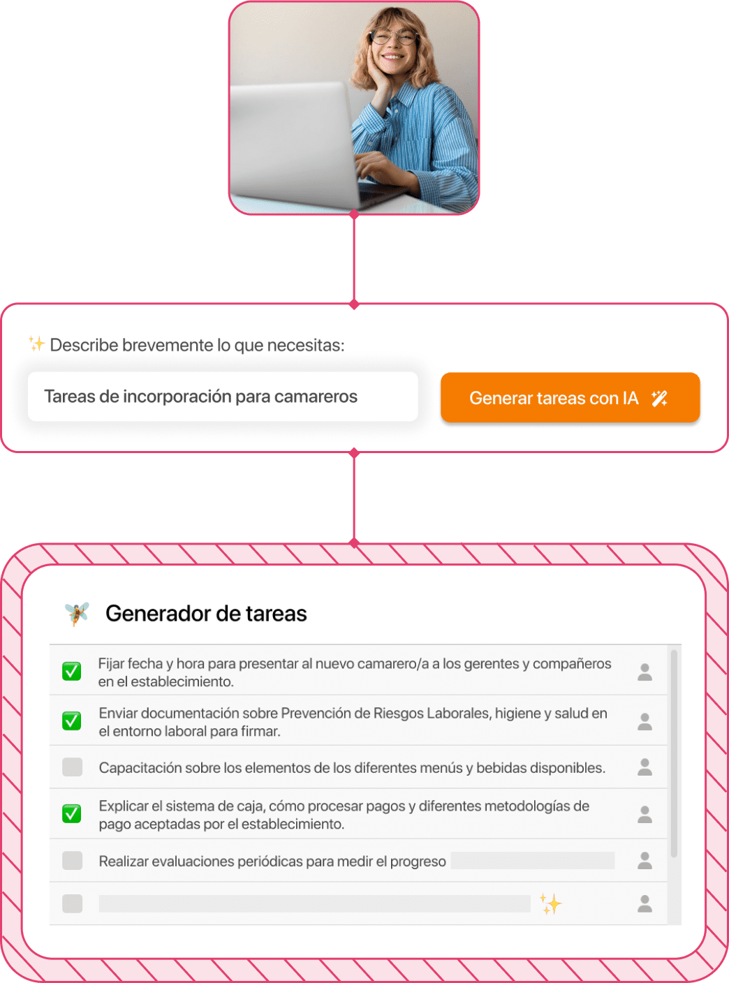 Captura de generar tareas onboarding camareros en TramitApp