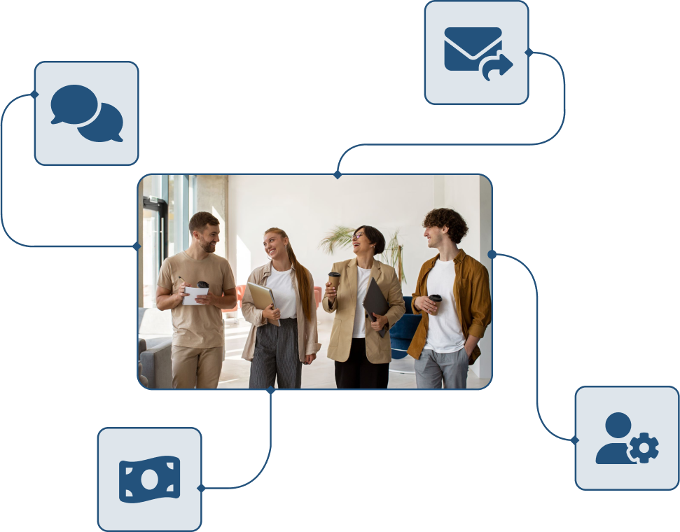 Screenshot of employees at the HR hub in TramitApp