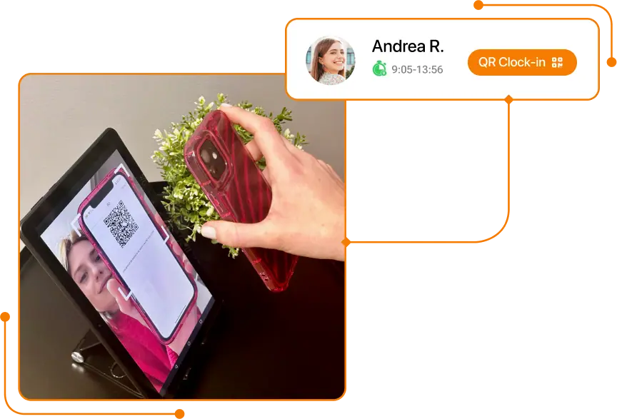 Screenshot of QR-code clock-in in TramitApp