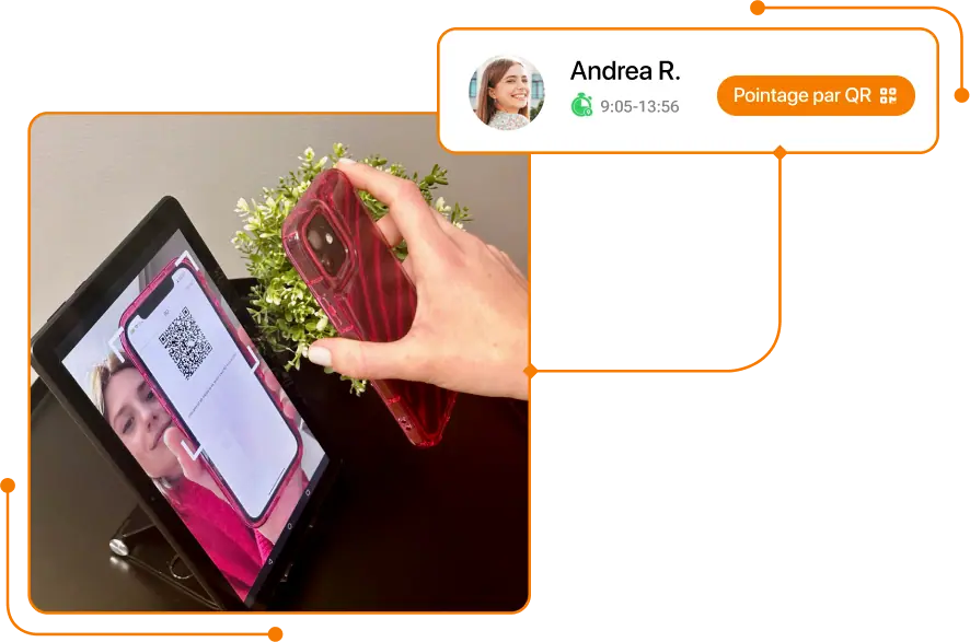 Capture d'écran du pointage par QR code dans TramitApp