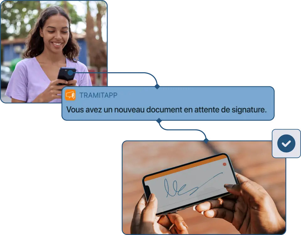 Capture d'écran de la notification de signature dans TramitApp