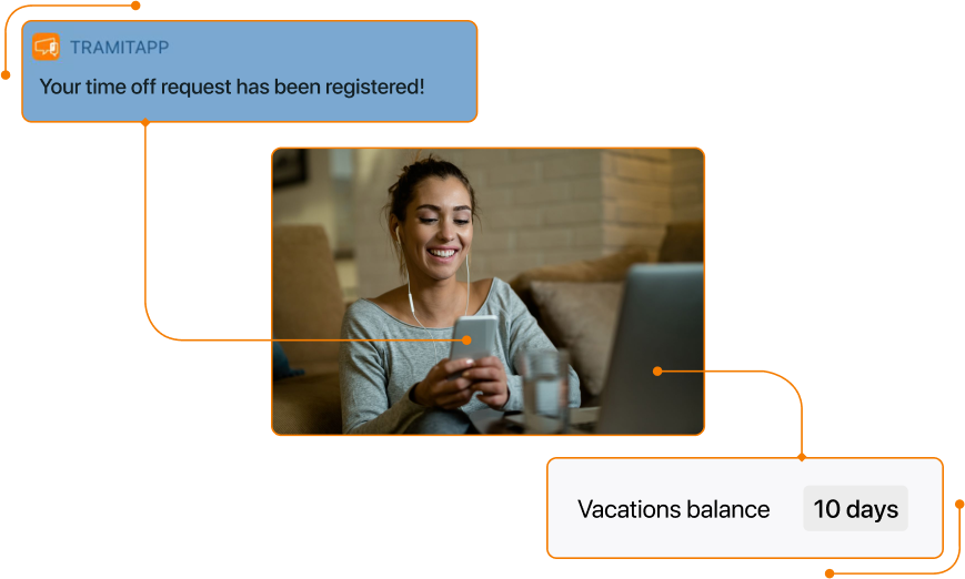 Captura de notificacion solicitud vacaciones saldo EN en TramitApp