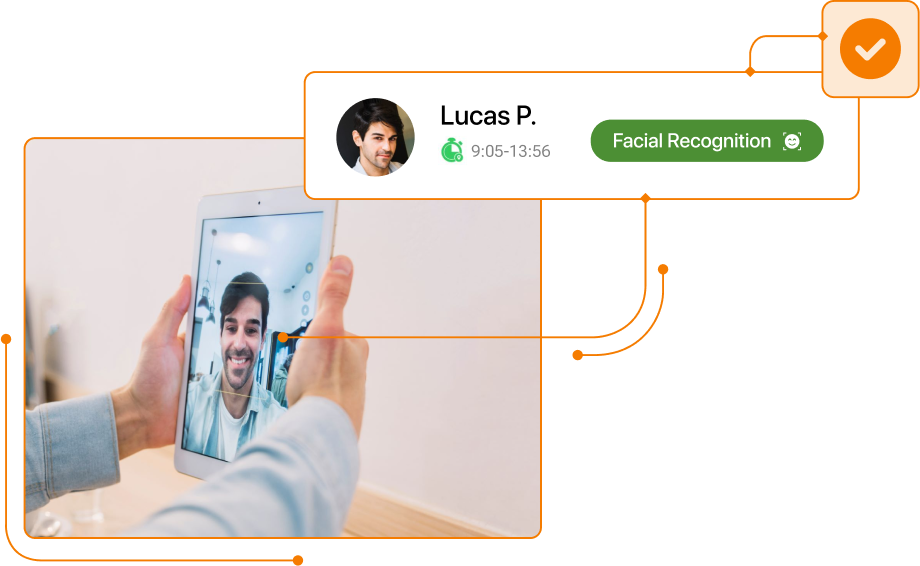 Captura de reconocimiento facial fichaje EN en TramitApp