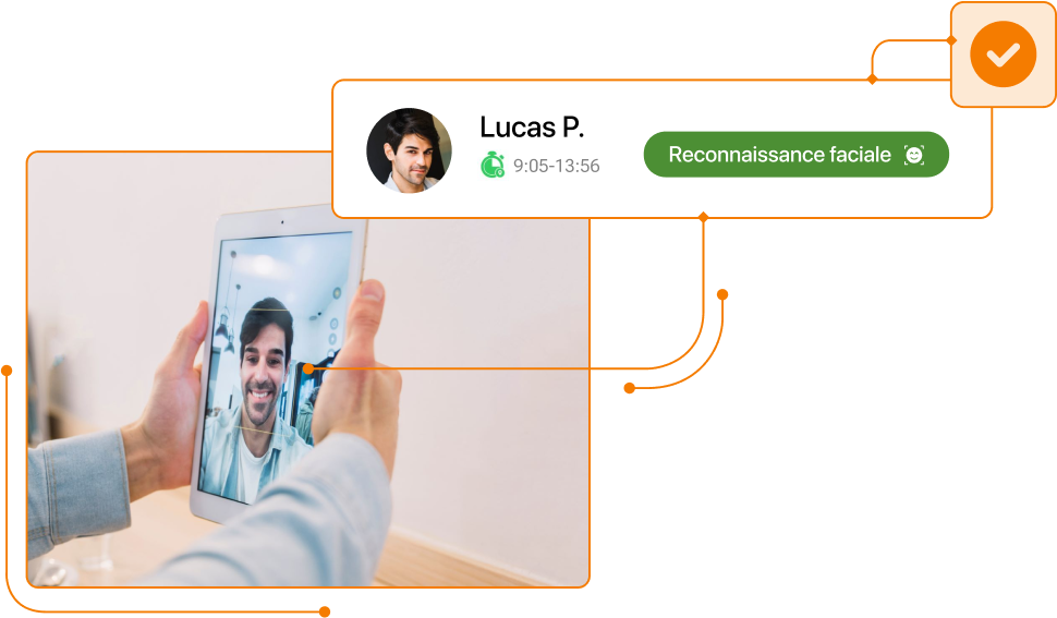 Captura de reconocimiento facial fichaje FR en TramitApp
