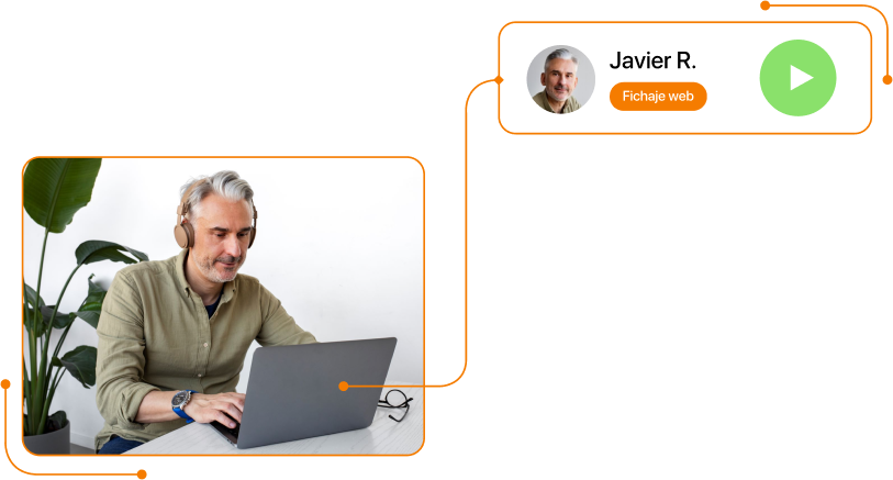 Captura de hombre fichando web fichaje en TramitApp