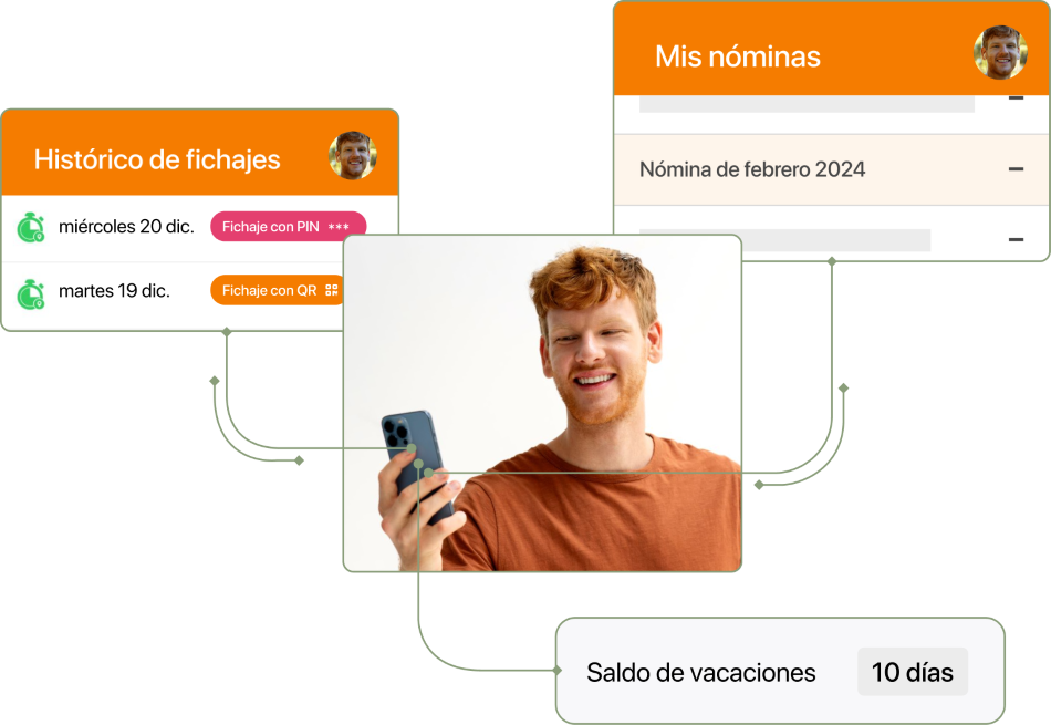 Captura de integracion fichajes saldo vacaciones nominas turnos planificador en TramitApp