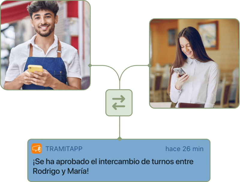 Captura de intercambio turnos hosteleria en TramitApp