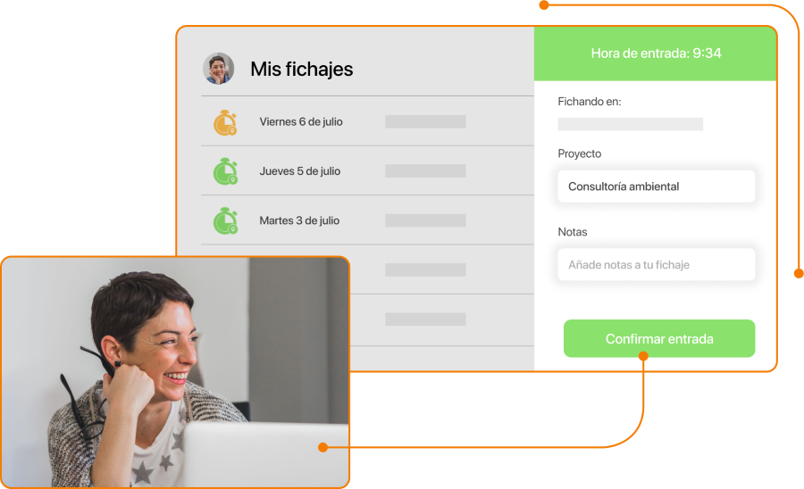 Captura de mis fichajes teletrabajo en TramitApp
