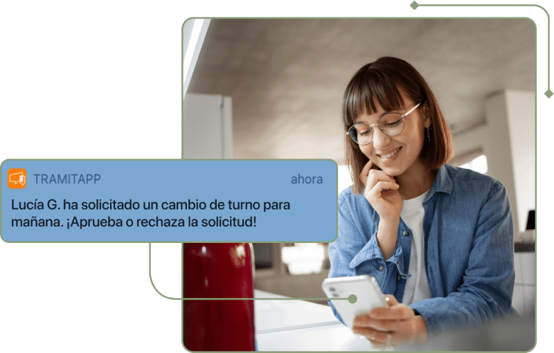 Captura de notificacion inicio jornada en TramitApp