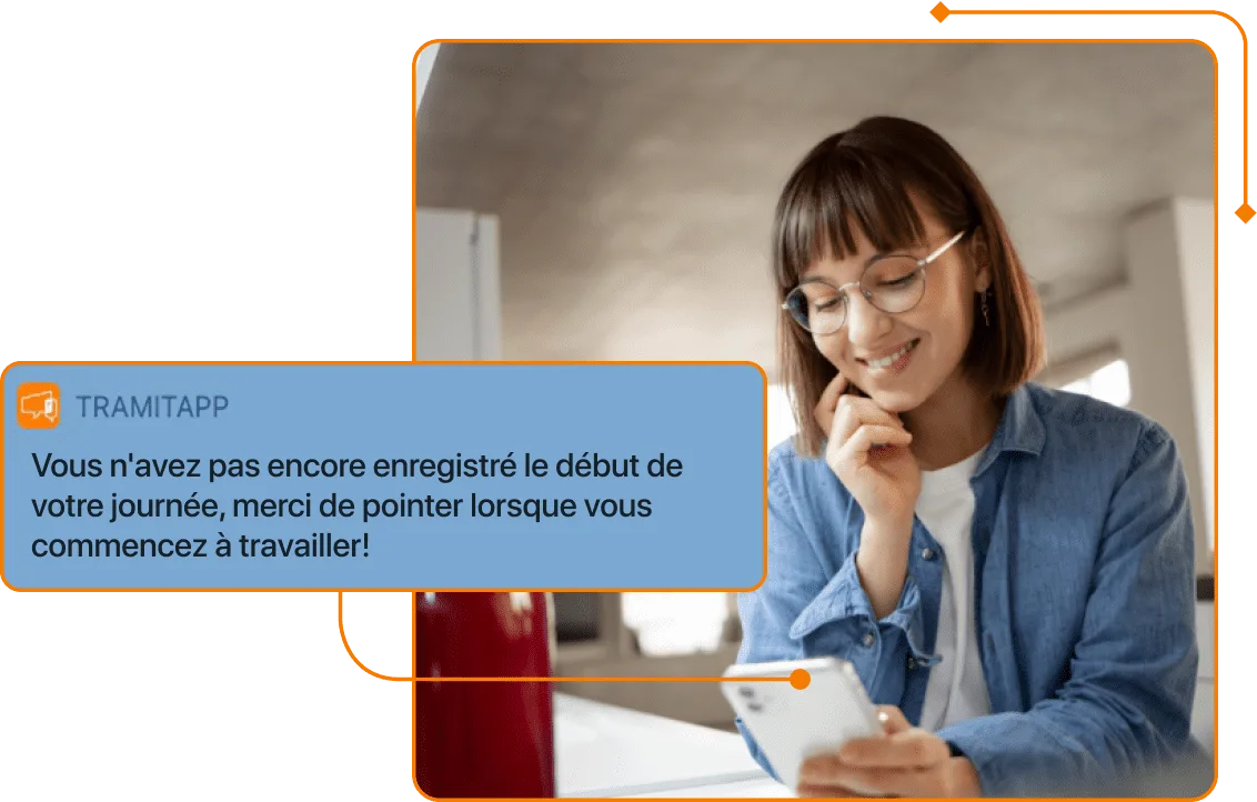Capture d'écran de la notification de début de journée dans TramitApp
