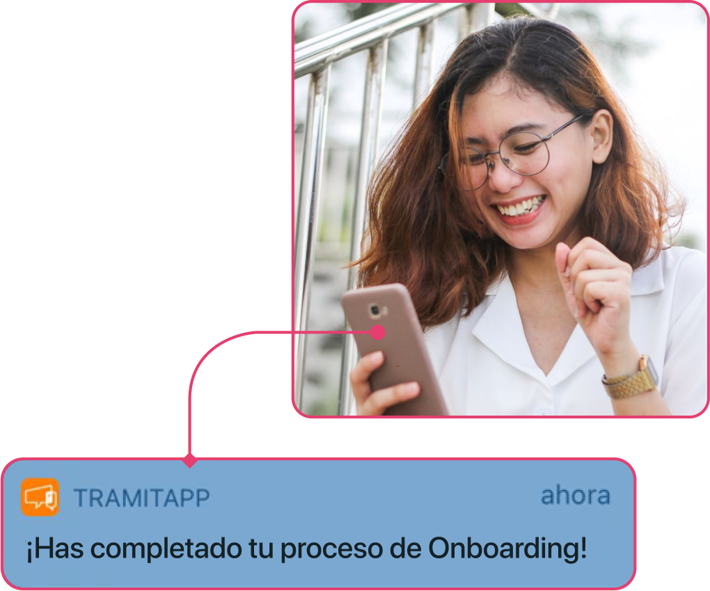 Captura de notificacion proceso onboarding completado en TramitApp