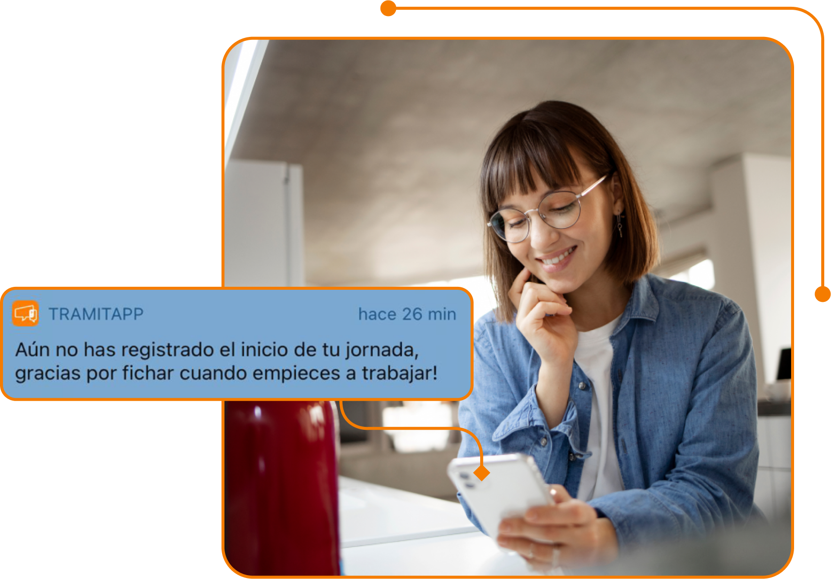 Captura de notificacion registro jornada home en TramitApp