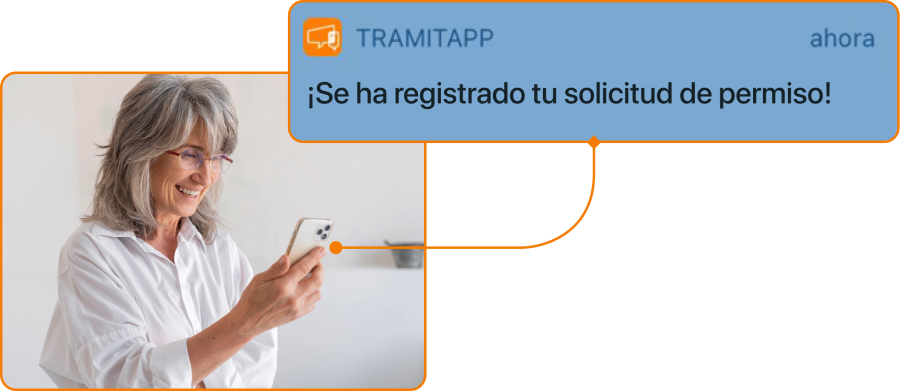 Captura de notificacion solicitud permiso registrada en TramitApp