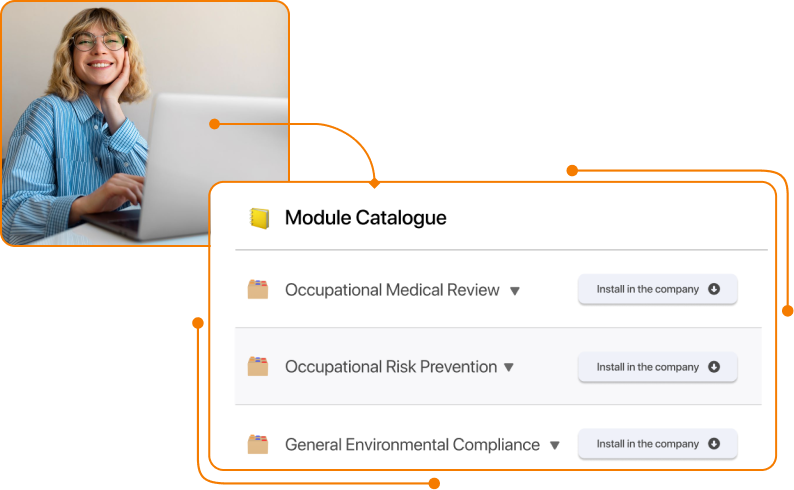 Captura de pantalla catalogo modulos compliance mujer EN en TramitApp