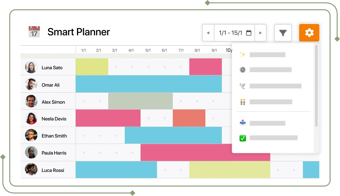 Capture d'écran des actions du Smart Planner dans TramitApp