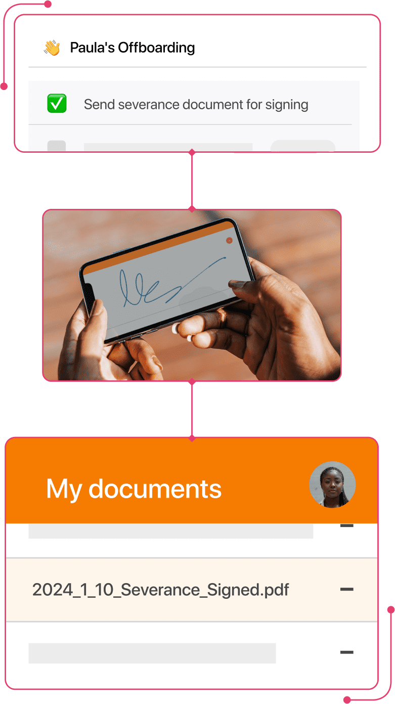 Captura de proceso offboarding firma finiquito EN en TramitApp