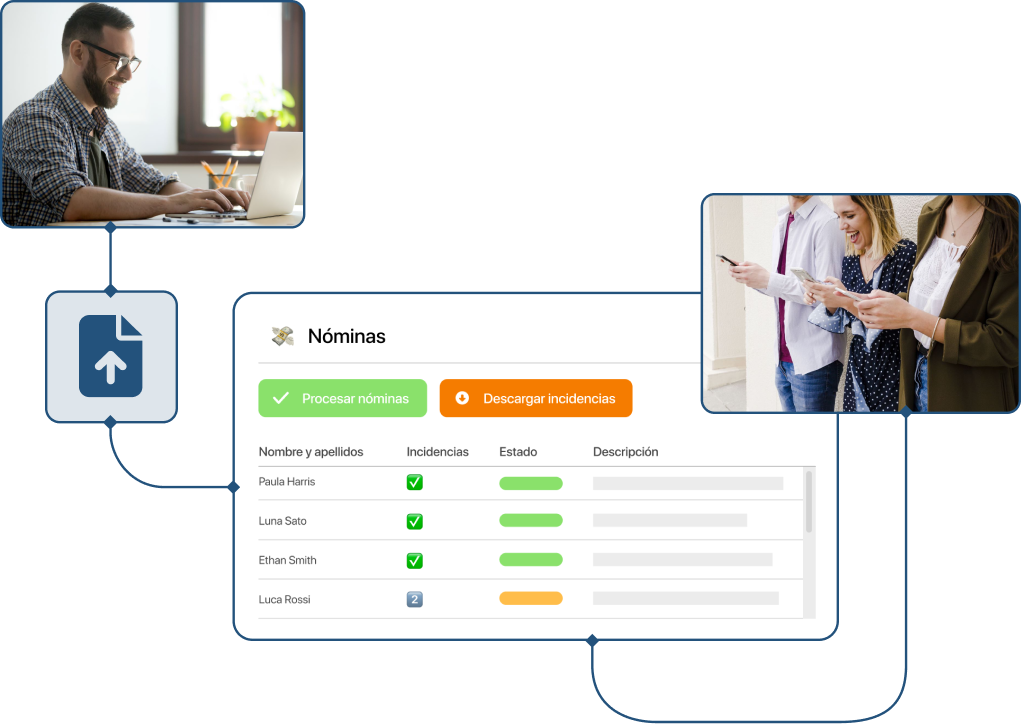 Captura de repartir nominas empleados en TramitApp