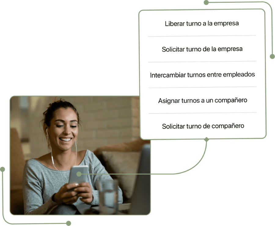 Captura de teletrabajo opciones turnos en TramitApp