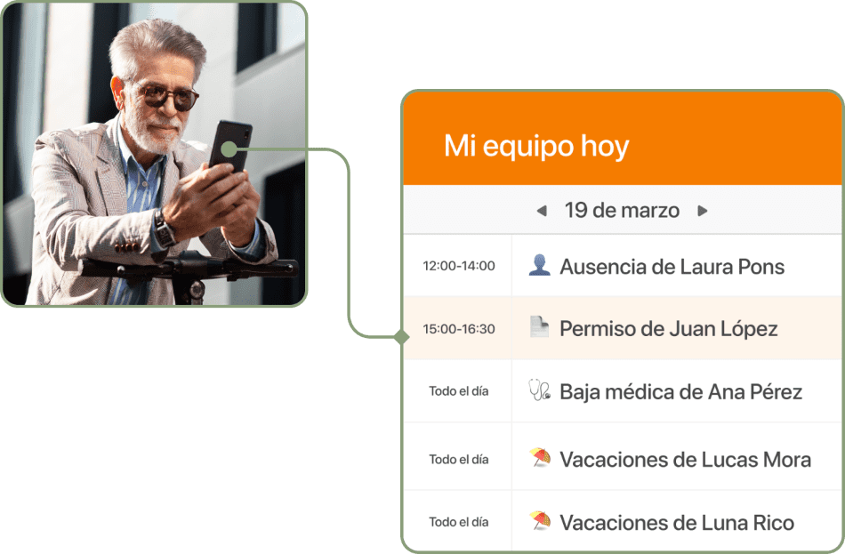 Captura de turnos en el movil mi equipo hoy calendario en TramitApp
