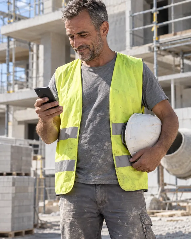 Empleado fichando desde la app móvil de control horario de TramitApp