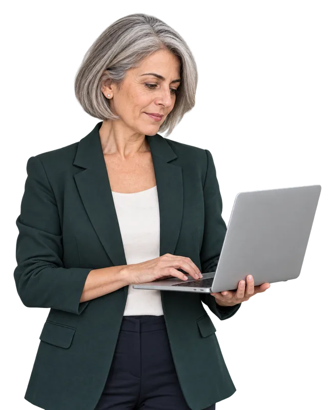 Manager approving her team’s expenses on a laptop with TramitApp’s expense management software