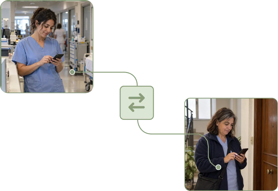 Capture d'écran de l'échange de shifts dans TramitApp