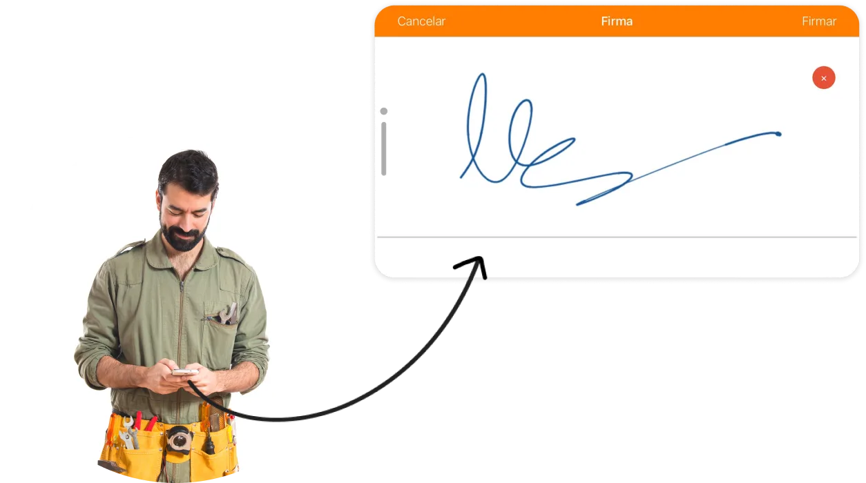 Facility Services employee signing a document digitally from their phone
