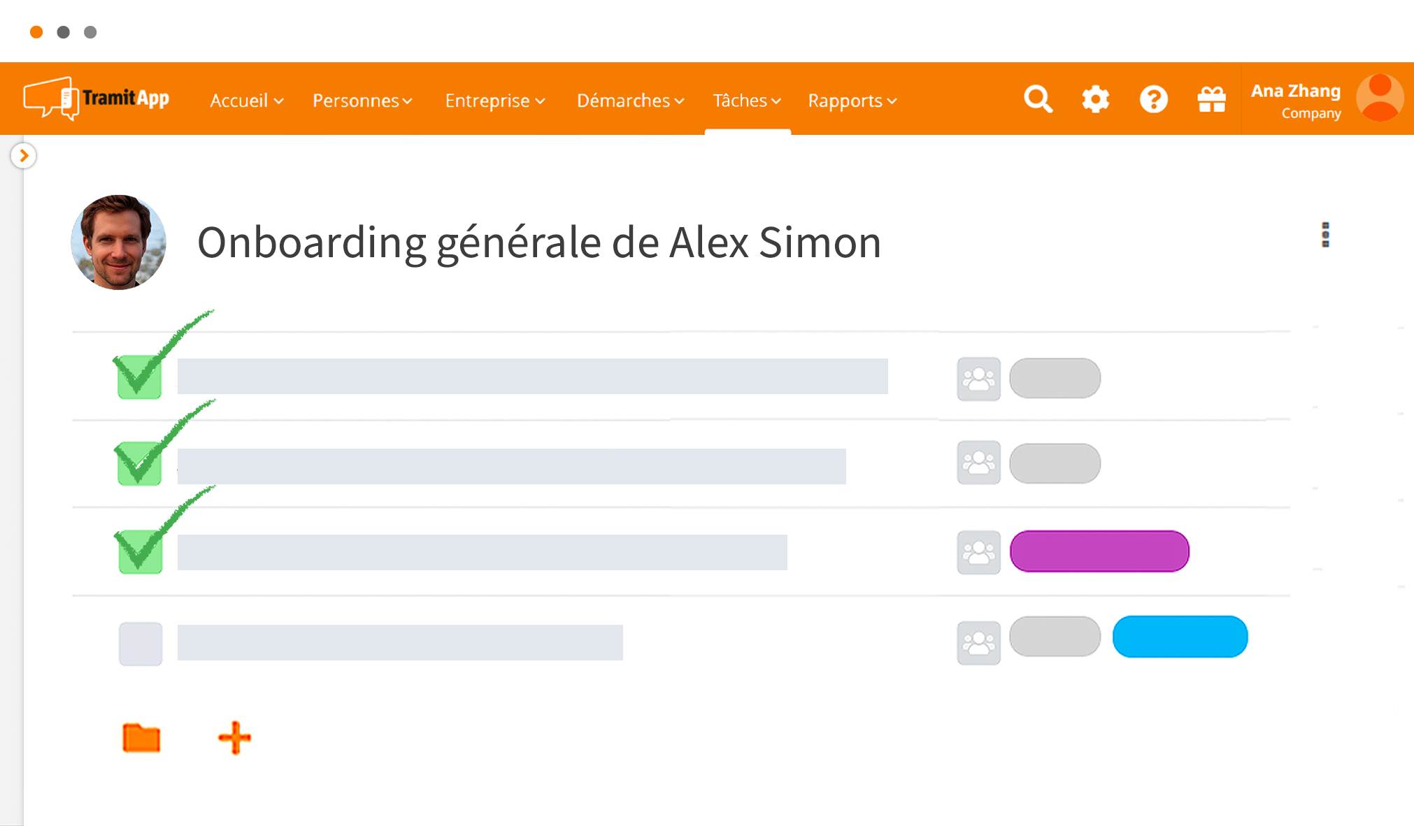 Onboarding generale taches