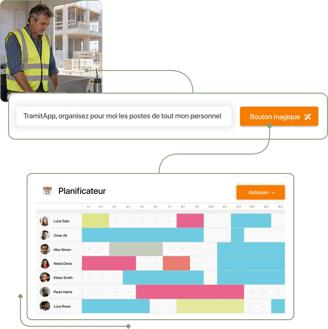 Capture d'écran du planificateur IA Smart Planner dans TramitApp