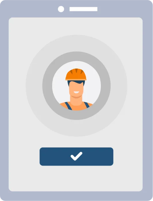 Facial recognition for an industrial worker with a helmet