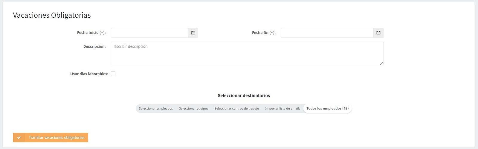 vacaciones obligatorias tramitapp