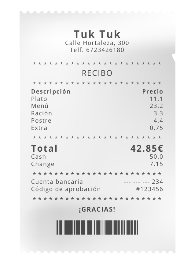 Recibo sin sombra