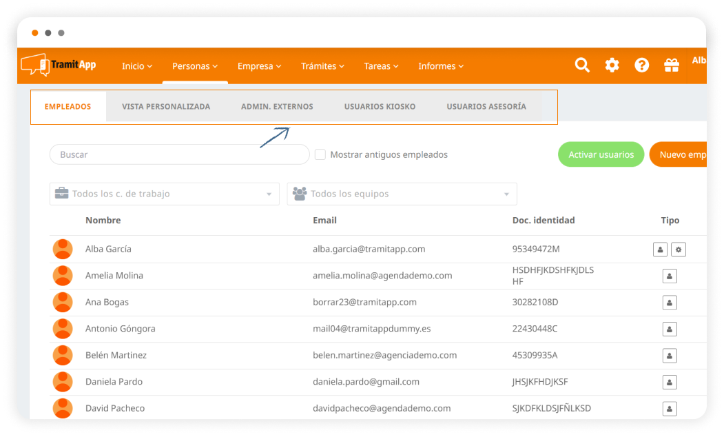 listado de empleados